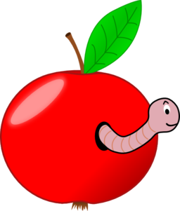 Red Apple With A Worm