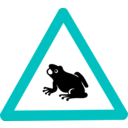 download Caution Frog Sign clipart image with 180 hue color