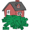 download House Sitting On A Pile Of Money clipart image with 0 hue color