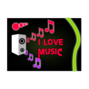 download I Love Music clipart image with 225 hue color