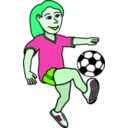 download Soccer Playing Girl Coloured clipart image with 90 hue color