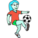 download Soccer Playing Girl Coloured clipart image with 135 hue color