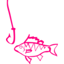 download Graffiti Fish And Hook clipart image with 90 hue color