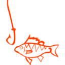 download Graffiti Fish And Hook clipart image with 135 hue color