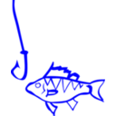 download Graffiti Fish And Hook clipart image with 0 hue color