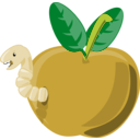 download Cartoon Apple With Worm clipart image with 45 hue color