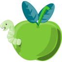 download Cartoon Apple With Worm clipart image with 90 hue color