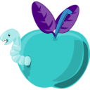 download Cartoon Apple With Worm clipart image with 180 hue color
