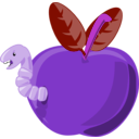 download Cartoon Apple With Worm clipart image with 270 hue color