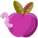 download Cartoon Apple With Worm clipart image with 315 hue color