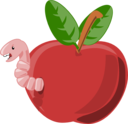 Cartoon Apple With Worm