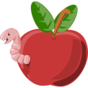 Cartoon Apple With Worm