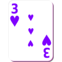 download White Deck 3 Of Hearts clipart image with 270 hue color