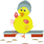 Easter Chick Kicking Eggs