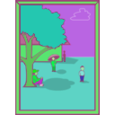 download Kids Framed Scene clipart image with 90 hue color