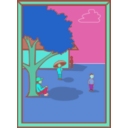 download Kids Framed Scene clipart image with 135 hue color