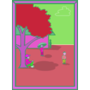 download Kids Framed Scene clipart image with 270 hue color