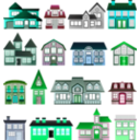 download Simple Houses clipart image with 135 hue color