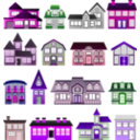 download Simple Houses clipart image with 270 hue color