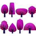 download Simple Trees clipart image with 225 hue color