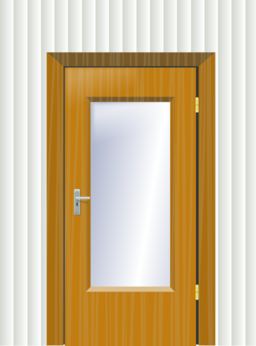 Door With Cristal And Wall