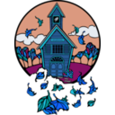 download School In Fall clipart image with 180 hue color