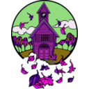 download School In Fall clipart image with 270 hue color