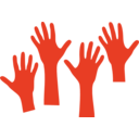 download Four Hands Reaching clipart image with 90 hue color