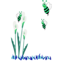 download Bees And Flowers clipart image with 90 hue color