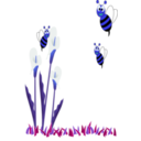 download Bees And Flowers clipart image with 180 hue color