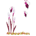 download Bees And Flowers clipart image with 270 hue color