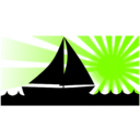 download Sailboat Under Red Sun clipart image with 90 hue color