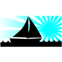 download Sailboat Under Red Sun clipart image with 180 hue color