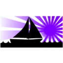 download Sailboat Under Red Sun clipart image with 270 hue color