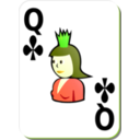download White Deck Queen Of Clubs clipart image with 45 hue color