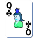 download White Deck Queen Of Clubs clipart image with 180 hue color