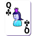 download White Deck Queen Of Clubs clipart image with 225 hue color