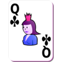 download White Deck Queen Of Clubs clipart image with 270 hue color