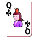 download White Deck Queen Of Clubs clipart image with 315 hue color