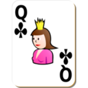 download White Deck Queen Of Clubs clipart image with 0 hue color