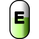 download White Red E Pill clipart image with 90 hue color