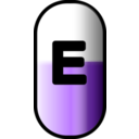 download White Red E Pill clipart image with 270 hue color