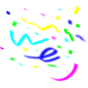 download Confetti clipart image with 180 hue color