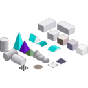 download Set Of Basic Isometric Figures clipart image with 180 hue color