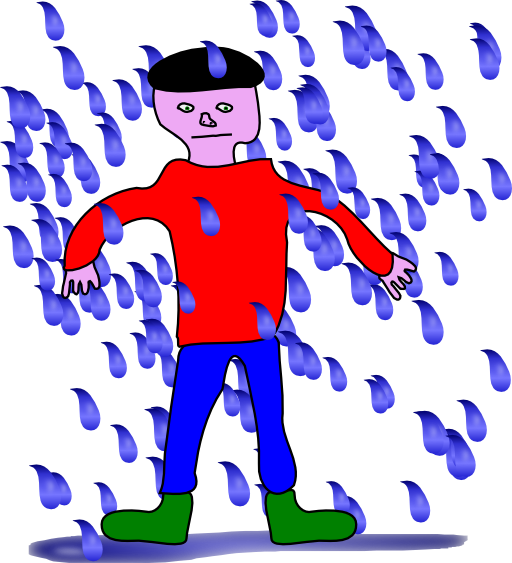 Man Standing In Rain