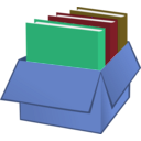 download Box With Folders clipart image with 180 hue color