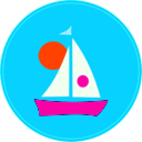 download Sailboat And Sun clipart image with 315 hue color