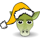 download Funny Giraffe Face Cartoon With Santa Claus Hat clipart image with 45 hue color