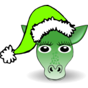 download Funny Giraffe Face Cartoon With Santa Claus Hat clipart image with 90 hue color