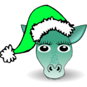 download Funny Giraffe Face Cartoon With Santa Claus Hat clipart image with 135 hue color